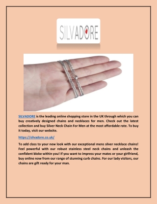 Online Silver Chains For Men | ( SILVADORE )