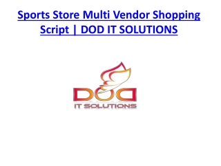 Sports Store Multi Vendor Shopping Script | DOD IT SOLUTIONS