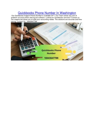 QuickBooks Phone Number In Washington