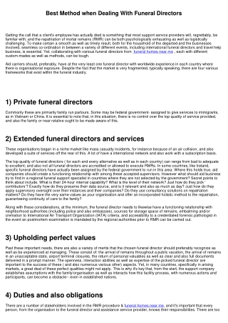 Best Practice when Working with Funeral Directors