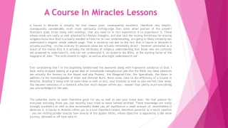 A Course In Miracles Lessons