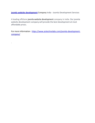 joomla website development Company India - Joomla Development Services