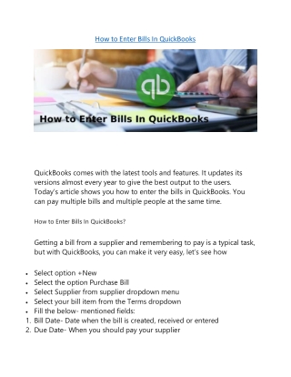 How to Enter Bills In QuickBooks