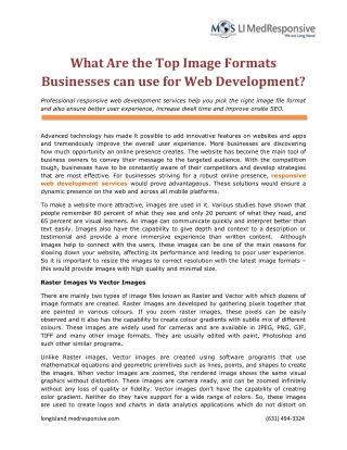 What are the Top Image Formats Businesses can use for Web Development?