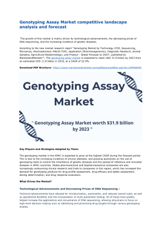 Genotyping Assay Market competitive landscape analysis and forecast