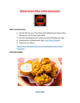 Mahal Green Olive Indian Restaurant Shepparton, VIC - 5% Off