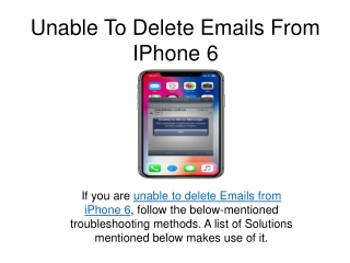 Unable To Delete Emails From IPhone 6