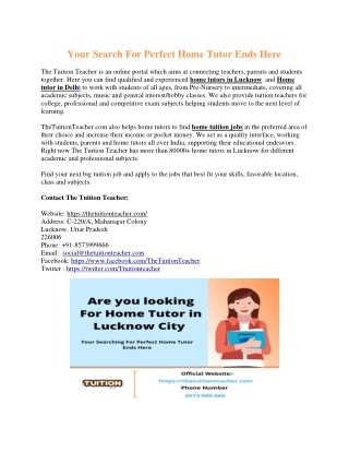 Your Search For Perfect Home Tutor Ends Here
