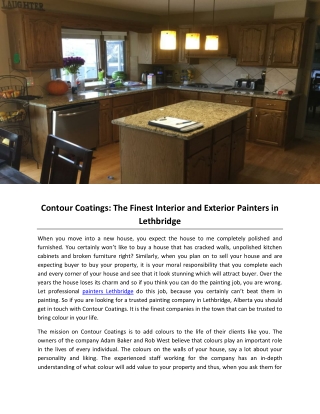 Contour Coatings: The Finest Interior and Exterior Painters in Lethbridge