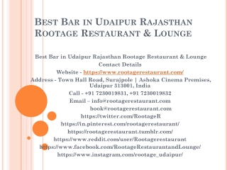 Best Bar in Udaipur Rajasthan Rootage Restaurant & Lounge