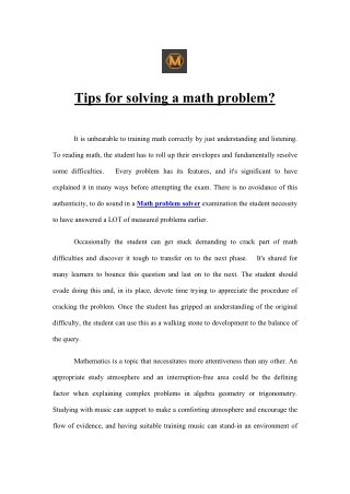 Tips for solving a math problem?