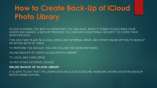 How to Create Back-Up of iCloud Photo Library