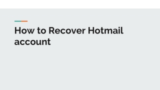 How to Recover Hotmail account