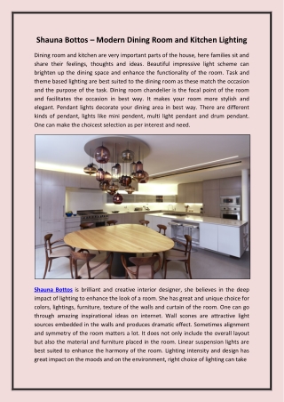 Shauna Bottos – Modern Dining Room And Kitchen Lighting