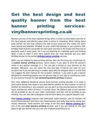 Get the best design and best quality banner from the best banner printing services vinylbannersprinting.co.uk