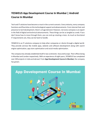 App Development Course In Mumbai | Android Course In Mumbai - Yesweus Digital Academy