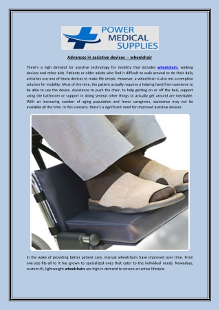 Advances in assistive devices – wheelchair