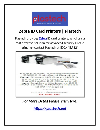 Zebra ID Card Printers | Plastech