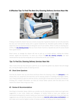 6 Effective Tips To Find The Best Dry Cleaning Delivery Services Near Me