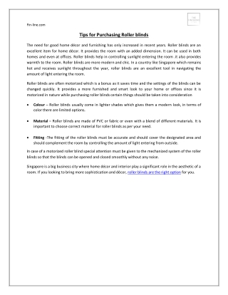 Tips for Purchasing Roller blinds