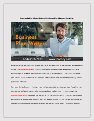 If you Need a Miami-based Business Plan, Search Miami Business Plan Writers