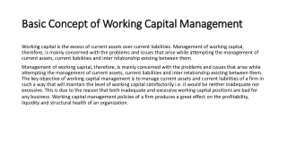 Concept of Working Capital Management