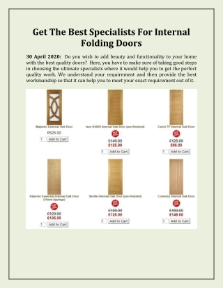 Get The Best Specialists For Internal Folding Doors