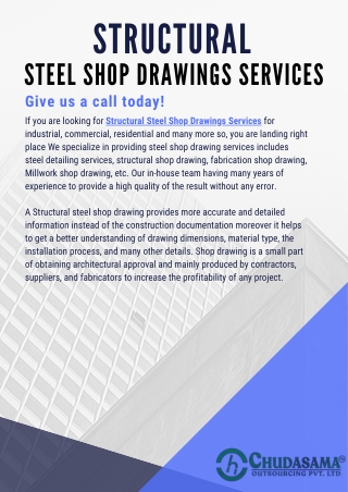 Outsourcing Structural Steel Shop Drawing, Fabrication Shop Drawings