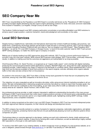 Pasadena Local SEO Agency