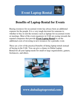 Benefits of Laptop Rental for Events