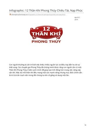Infographic: 12 Thần Khí Phong Thủy Chiêu Tài, Nạp Phúc