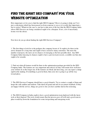 Find the Right SEO Company for Your Website Optimization