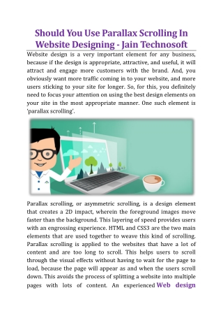 Should You Use Parallax Scrolling In Website Designing - Jain Technosoft