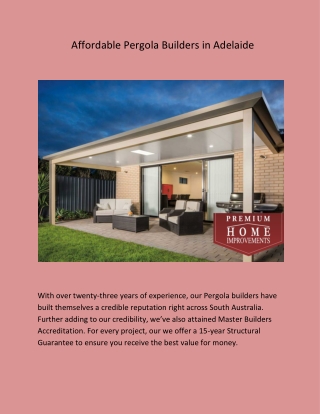 Affordable Pergola Builders in Adelaide