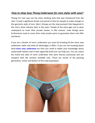 How to shop Sexy Thong Underwear for men styles with ease?