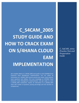 C_S4CAM_2005 Study Guide and How to Crack Exam on S/4HANA Cloud EAM Implementation