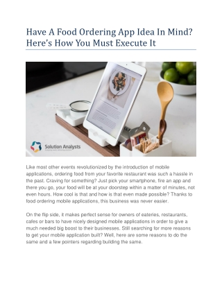Have A Food Ordering App Idea In Mind? Here’s How You Must Execute It