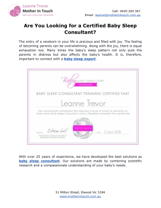 Are You Looking for a Certified Baby Sleep Consultant?