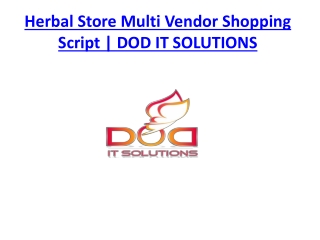 Herbal Store Multi Vendor Shopping Script | DOD IT SOLUTIONS