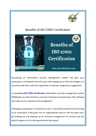 Benefits of ISO 27001 Certification