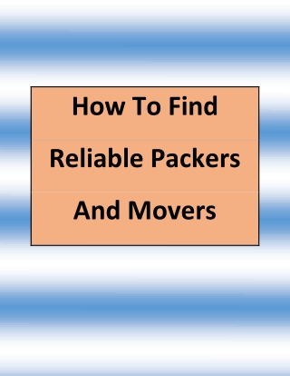 How to find reliable packers and movers
