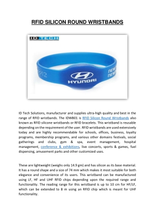 RFID Silicon Round Wristbands Manufacturer India