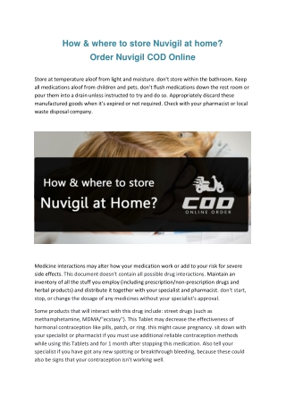 How to Store Nuvigil at home | Get Nuvigil COD Online