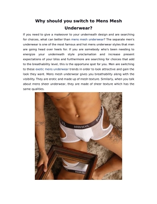 Why should you switch to Mens Mesh Underwear?