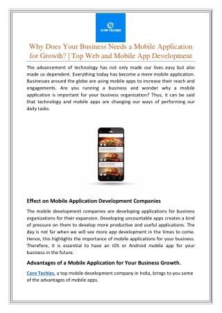 Why Does Your Business Needs a Mobile Application for Growth? | Top Web and Mobile App Development