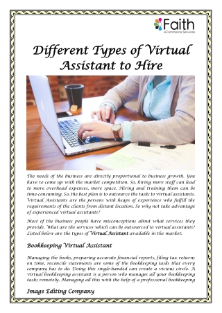 Different Types of Virtual Assistant to Hire