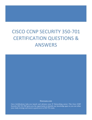 Cisco CCNP Security 350-701 Certification Questions & Answers