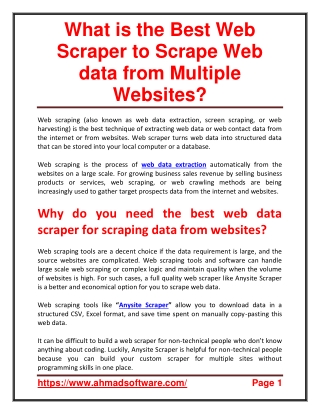 Why is Anysite Scraper a unique web scraper?