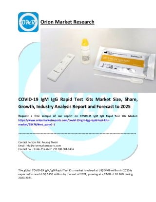 COVID-19 IgM IgG Rapid Test Kits Market pdf