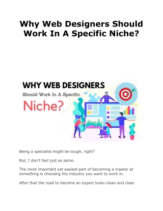 Why Web Designers Should Work In A Specific Niche?